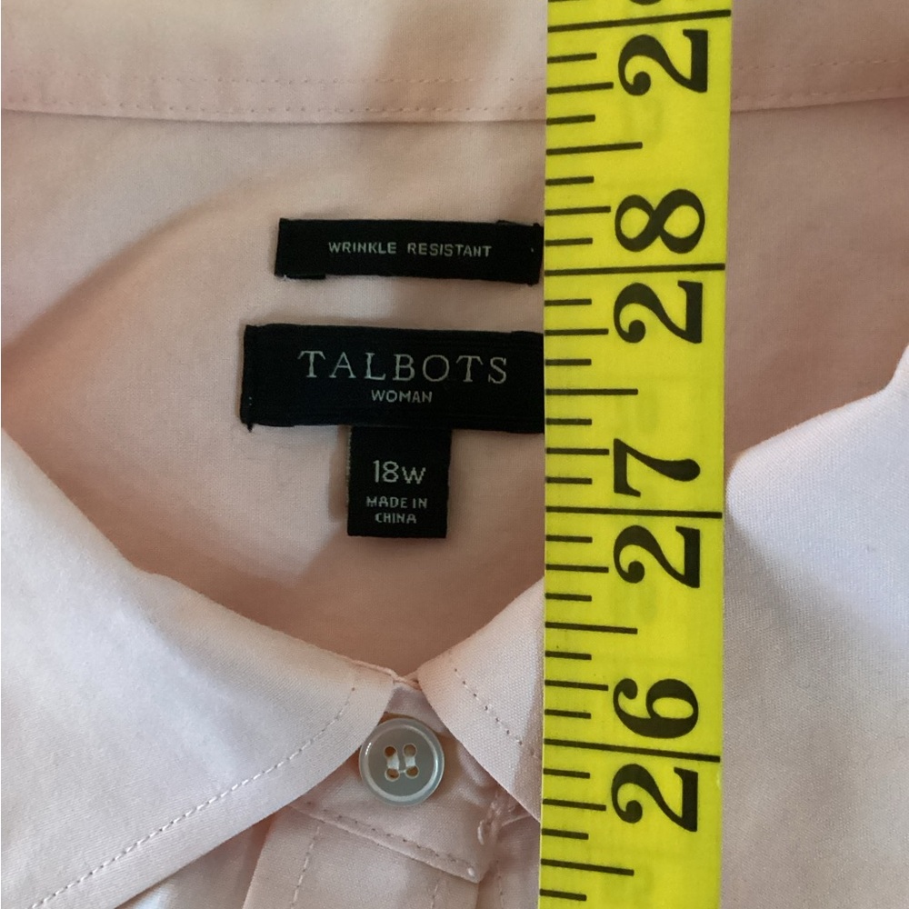Talbots Peach Button Down Top, Plus Size 18 - Picture 7 of 9